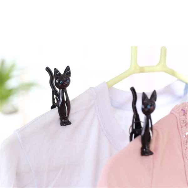 4pcs Cute Cat Plastic Clips Laundry Hanging Clothes Pins Household Clothespegs Beach Towel Clips Clamp Snacks Sealing Clips 4