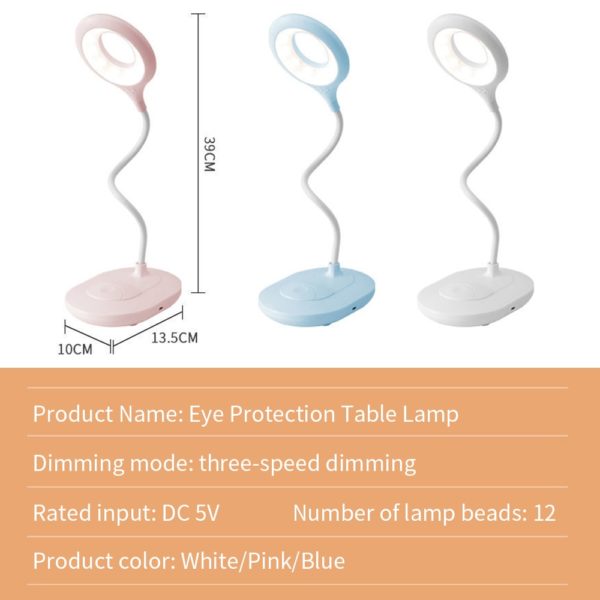 Led Desk Lamp 3 Color Stepless Dimmable Touch Foldable Table Lamp Bedside Reading Eye Protection Night Light DC5V USB Chargeable 4