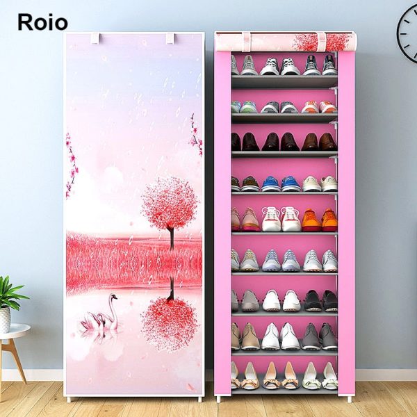 Multilayer Shoe Cabinet Simple Dustproof Home Space-saving indoor Assembly Nonwoven Fabric With Zipper Closed Storage Shoe Rack 2