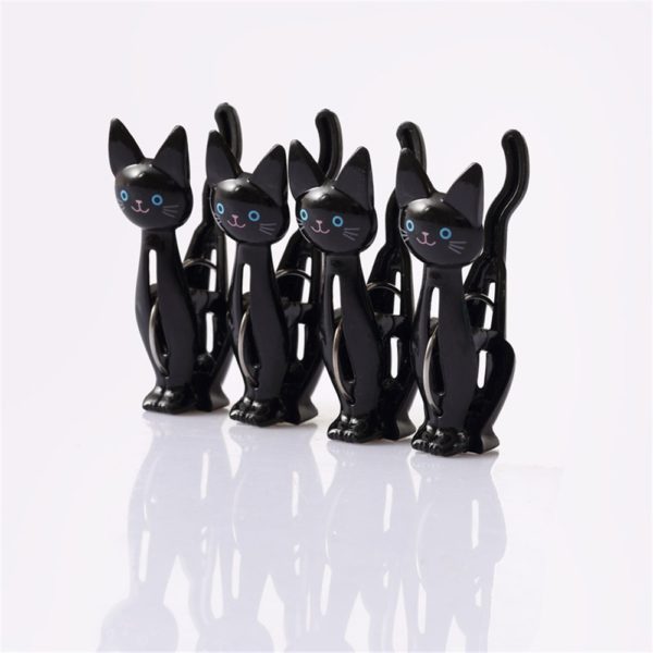 4pcs Cute Cat Plastic Clips Laundry Hanging Clothes Pins Household Clothespegs Beach Towel Clips Clamp Snacks Sealing Clips 3