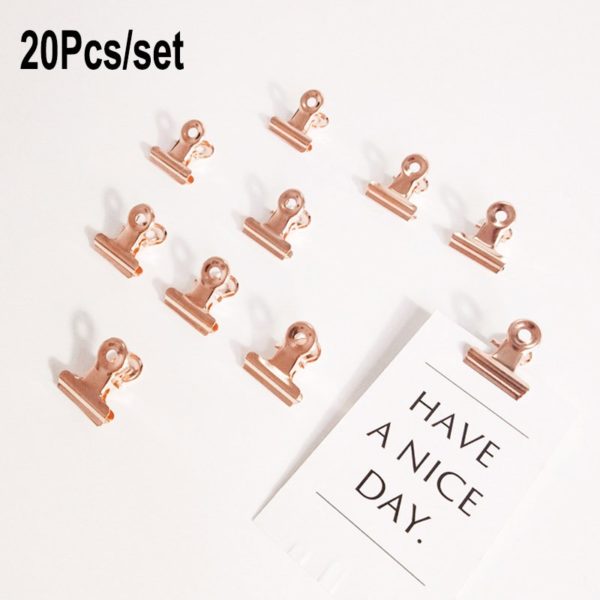 20PCS/Set 21mm*23mm Round Metal Grip Clips Ticket Paper Stationery Bulldog Spring Clip For Tags Bags Office Document Binder Clip 3