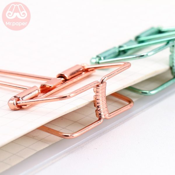 Mr Paper 8 Colors 3 Sizes Ins Colors Gold Sliver Rose Green Purple Binder Clips Large Medium Small Office Study Binder Clips 6
