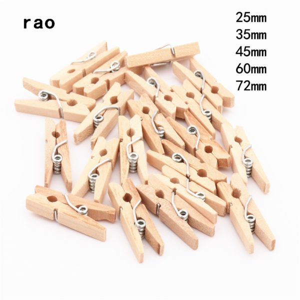 Made in China 25mm 35mm 45mm 60mm 72mm log Wooden Clips Photo Clips Clothespin Craft Decoration Clips School Office clips