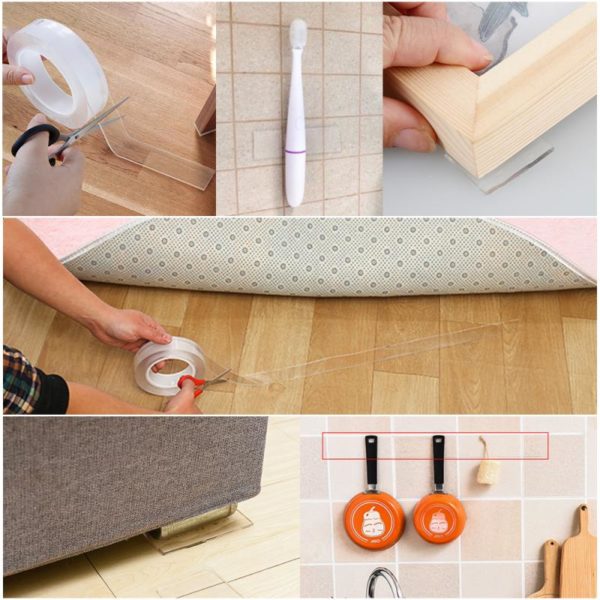 1M/5M Transparent Double Sided Tape Nano Self-Adhesive Tape No Trace Reusable Tape Glue Sticker for Car Kitchen Bathroom 4