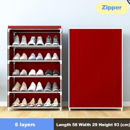 Multilayer Shoe Cabinet Simple Dustproof Home Space-saving indoor Assembly Nonwoven Fabric With Zipper Closed Storage Shoe Rack