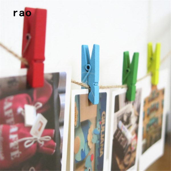 Made in China 25mm 35mm 45mm 60mm 72mm Color Wooden Clips Photo Clips Clothespin Craft Decoration Clips School Office clips 5