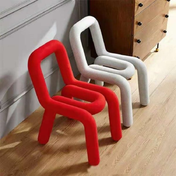JOYLOVE Fabric Special-shaped Chair Nordic Household Celebrity Creative Backrest Chair Cafe Elbow Special-shaped Dining Chair 2