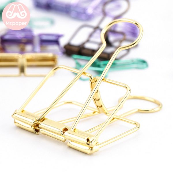 Mr Paper 8 Colors 3 Sizes Ins Colors Gold Sliver Rose Green Purple Binder Clips Large Medium Small Office Study Binder Clips 5