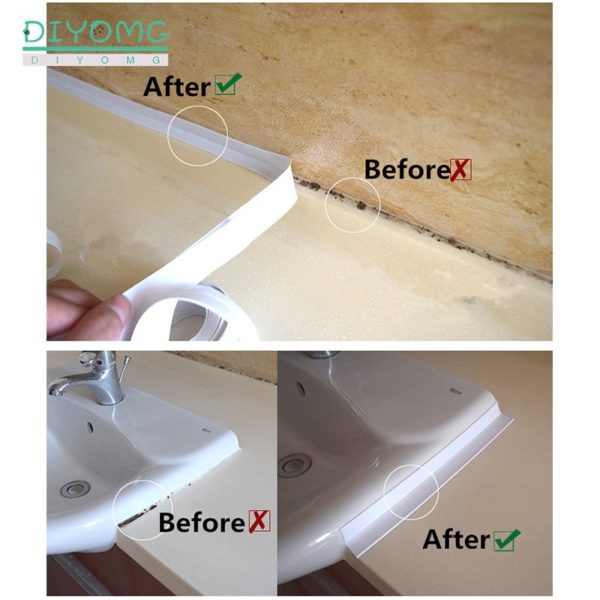 Kitchen Sink Bathroom Shower Waterproof Self Adhesive Sealing Strip Tape PVC Mold Proof Wall Stickers Window Door Gap Seam Tapes 5