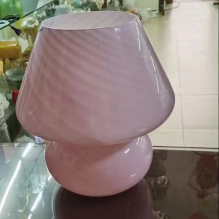 Korea Ins Style Striped Mushroom Table Lamp, 7.48 And 9.1 Inches Murano Style Striped Glass Lamp, Study, Bedside Living Room.