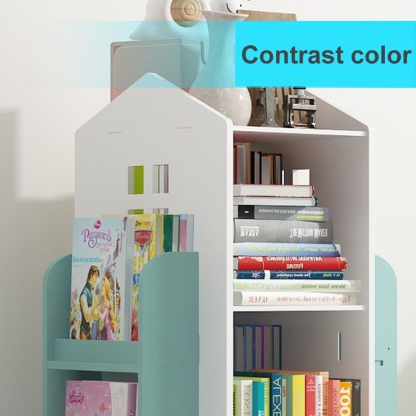 Children's Bookshelf 360° Rotating Magazine Picture Book Newspaper Rack Floor Simple Book Shelf For Home Bookcases Furniture 4