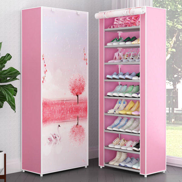 Multilayer Shoe Cabinet Simple Dustproof Home Space-saving indoor Assembly Nonwoven Fabric With Zipper Closed Storage Shoe Rack 6