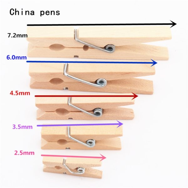 Wooden Clips 2.5mm 3.5mm 4.5mm 6.0mm 7.2mm Photo Clips Clothespin Craft Decoration Clips School Office clips 3