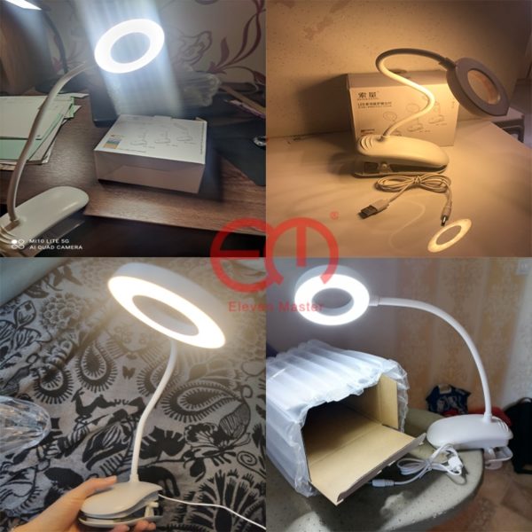 8W Desk lamp USB Rechargeable Table Lamp with Clip Bed Reading Book Night Light LED Desk lamp Table Eye Protection DC5V 6