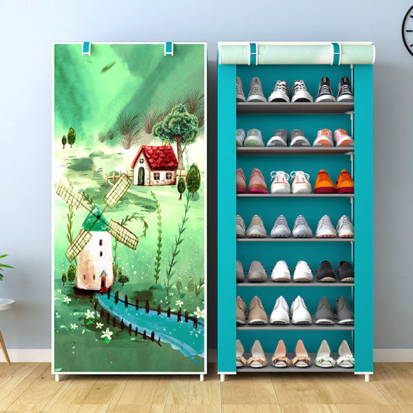 Multilayer Shoe Cabinet Simple Dustproof Home Space-saving indoor Assembly Nonwoven Fabric With Zipper Closed Storage Shoe Rack 4
