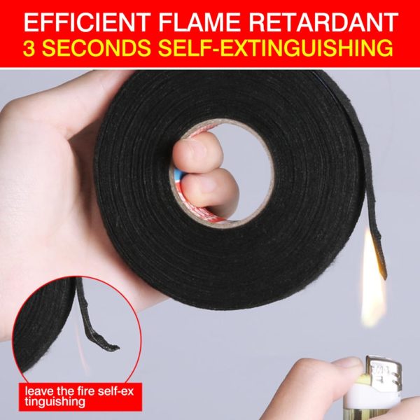 15M 9/15/19/25MM Heat-resistant Adhesive Cloth Fabric Tape For Automotive Cable Tape Harness Wiring Loom Electrical Heat Tape 2