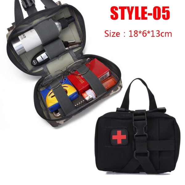 Hunting Survival First Aid Bag Military EDC Pack Molle Tactical Waist Bag Outdoor SOS Pouch Army Medical Kit Waist Belt Backpack 6