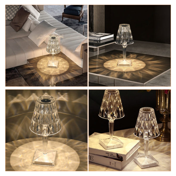 Rechargeable Night Light USB Crystal Table Lamp Led Desk Lamp Home Decor Nights Lights Indoor Lighting Bedroom Lamps Decor 5