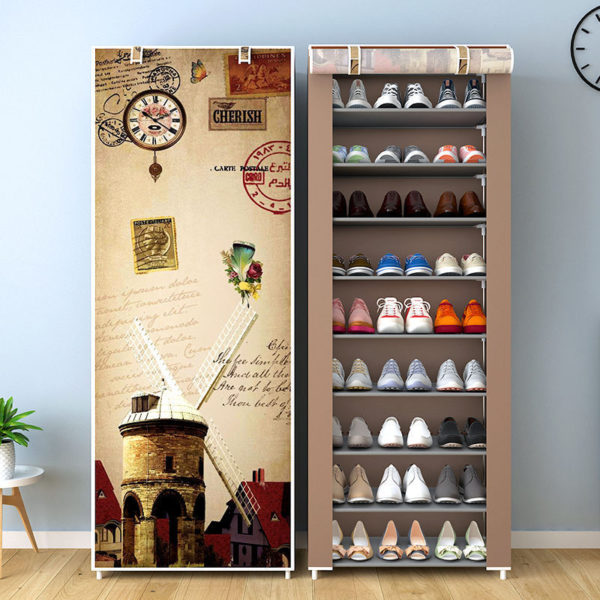 Multilayer Shoe Cabinet Simple Dustproof Home Space-saving indoor Assembly Nonwoven Fabric With Zipper Closed Storage Shoe Rack 1