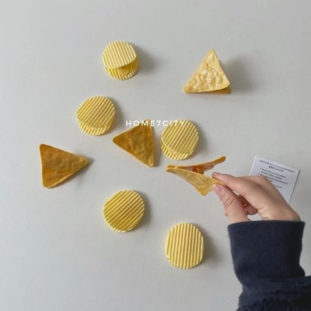 Mohamm 1PC Cute Yellow Potato Chip Clip Storage Clip Stationery School Supplies