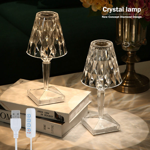 Rechargeable Night Light USB Crystal Table Lamp Led Desk Lamp Home Decor Nights Lights Indoor Lighting Bedroom Lamps Decor