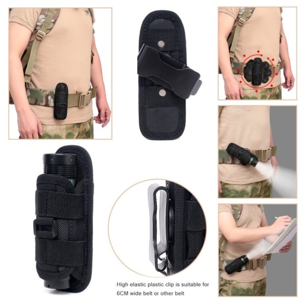 Tactical 360 Degrees Rotatable Flashlight Pouch Holster Torch Case for Belt Torch Cover Hunting Lighting Accessory Survival Kits 4