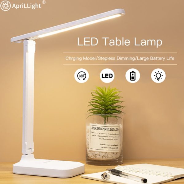 Led Desk Lamp 3 Color Stepless Dimmable Touch Foldable Table Lamp Bedside Reading Eye Protection Night Light DC5V USB Chargeable