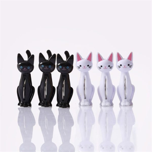 4pcs Cute Cat Plastic Clips Laundry Hanging Clothes Pins Household Clothespegs Beach Towel Clips Clamp Snacks Sealing Clips