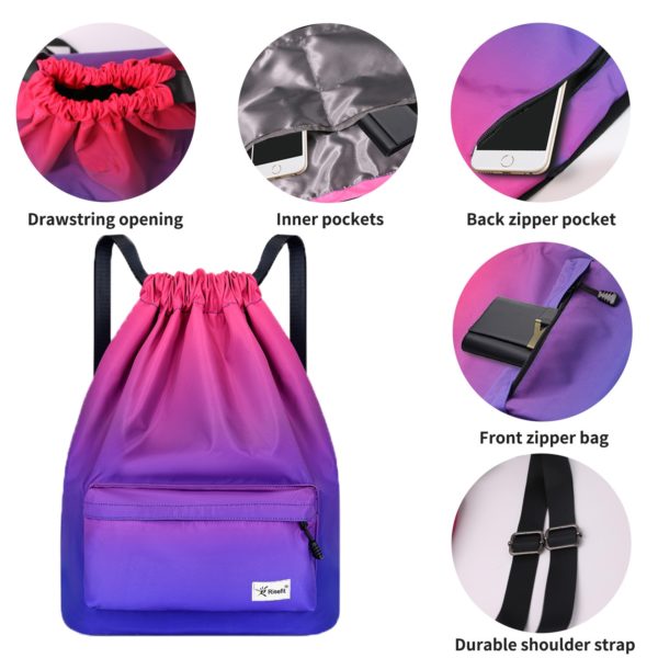 Bag Summer Waterproof Gym Bag Sports Bag Travel Drawstring Bag Outdoor Bag Backpack for Training Swimming Fitness Bags Softback 5