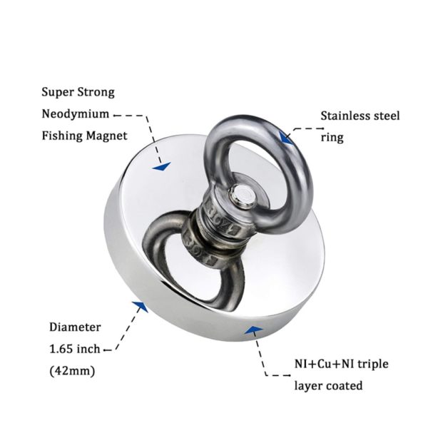 Super Strong Neodymium Fishing Magnets Heavy Duty Rare Earth Magnet with Countersunk Hole Eyebolt for Salvage Magnetic Fishing 2