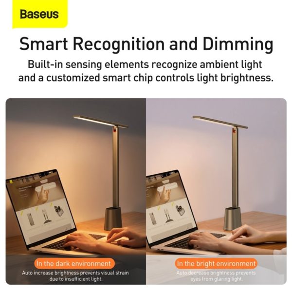 Baseus LED Desk Lamp Smart Adaptive Brightness Eye Protect Study Office Foldable Table Lamp Dimmable Bedside Read Night Lights 2