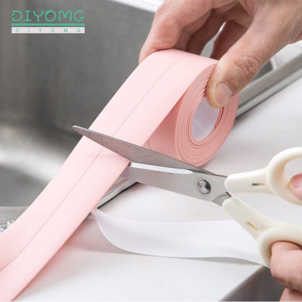 Kitchen Sink Bathroom Shower Waterproof Self Adhesive Sealing Strip Tape PVC Mold Proof Wall Stickers Window Door Gap Seam Tapes 2