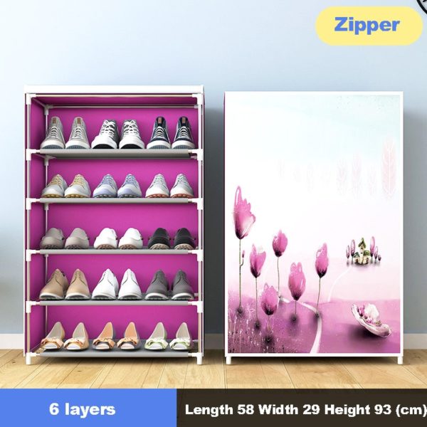 Multilayer Shoe Cabinet Simple Dustproof Home Space-saving indoor Assembly Nonwoven Fabric With Zipper Closed Storage Shoe Rack