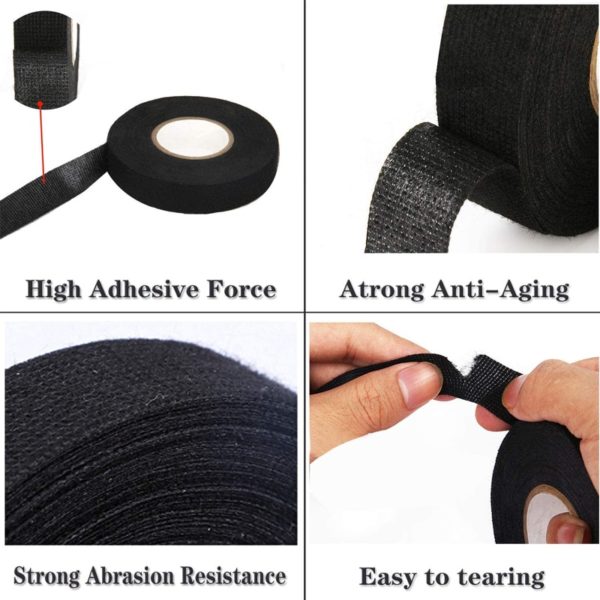 15 Meter Heat-resistant Flame Retardant Tape Coroplast Adhesive Cloth Tape For Car Cable Harness Wiring Loom Protection 4