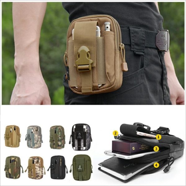 CQC Molle Tactical Waist Pouch Fanny Pack Bag Men's Outdoor Sports Running Belt Mobile Phone Holder Case EDC Hunting Bags