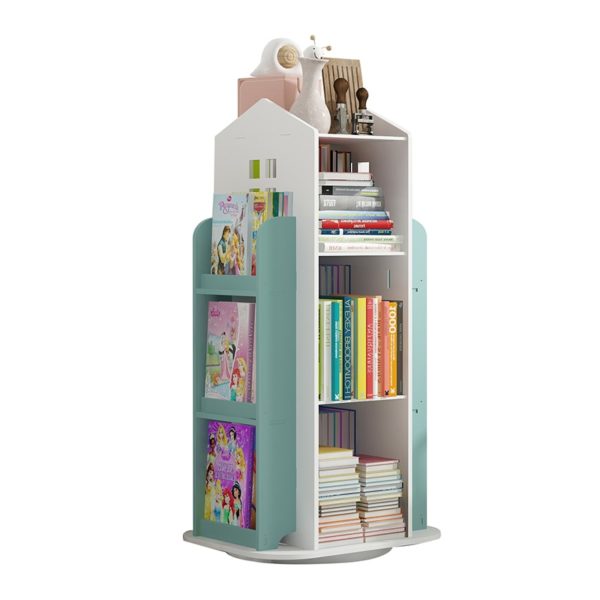 Children's Bookshelf 360° Rotating Magazine Picture Book Newspaper Rack Floor Simple Book Shelf For Home Bookcases Furniture 3