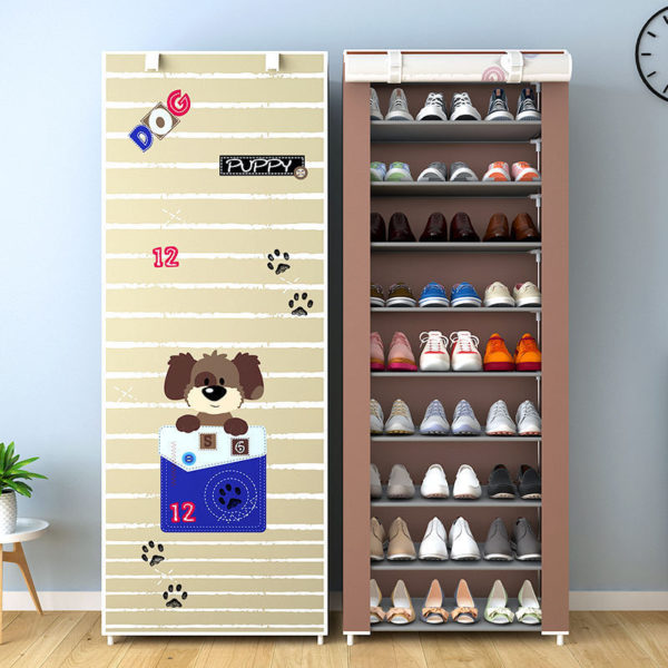 Multilayer Shoe Cabinet Simple Dustproof Home Space-saving indoor Assembly Nonwoven Fabric With Zipper Closed Storage Shoe Rack 3