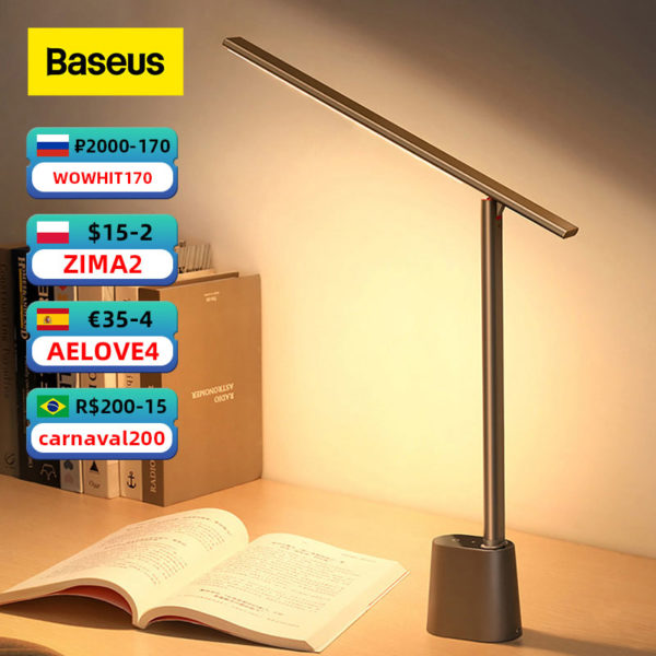 Baseus LED Desk Lamp Smart Adaptive Brightness Eye Protect Study Office Foldable Table Lamp Dimmable Bedside Read Night Lights