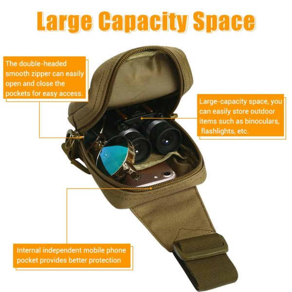 Tactical Chest Bag Military Trekking Pack EDC Sports Bag Shoulder Bag Crossbody Pack Assault Pouch for Hiking Cycling Camping 3