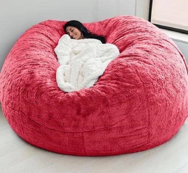 Dropshipping Giant Fur Bean Bag Cover Big Round Soft Fluffy Faux Fur BeanBag Lazy Sofa Bed Cover Living Room Furniture 3