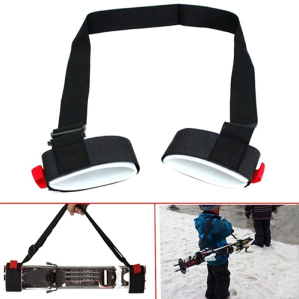 Nylon Skiing Bags Adjustable Skiing Pole Shoulder Hand Carrier Lash Handle Straps Porter Hook Loop Protecting For Ski Snowboard 3