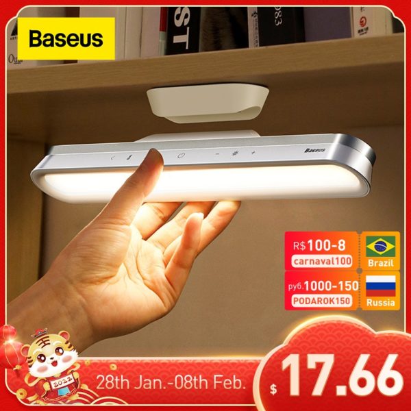Baseus Desk Lamp Hanging Magnetic LED Table Lamp Chargeable Stepless Dimming Cabinet Light Night Light For Closet Wardrobe Lamp