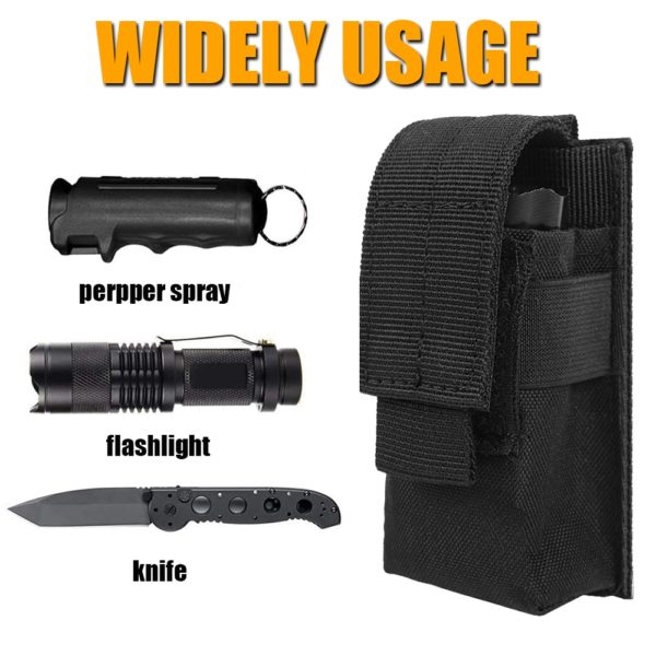 Tactical Molle M5 Flashlight Pouch CQC Single Pistol Magazine Pouch Torch Holder Case Outdoor Hunting Knife Light Holster Bag 3