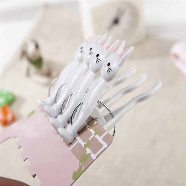 4pcs Cute Cat Plastic Clips Laundry Hanging Clothes Pins Household Clothespegs Beach Towel Clips Clamp Snacks Sealing Clips 5