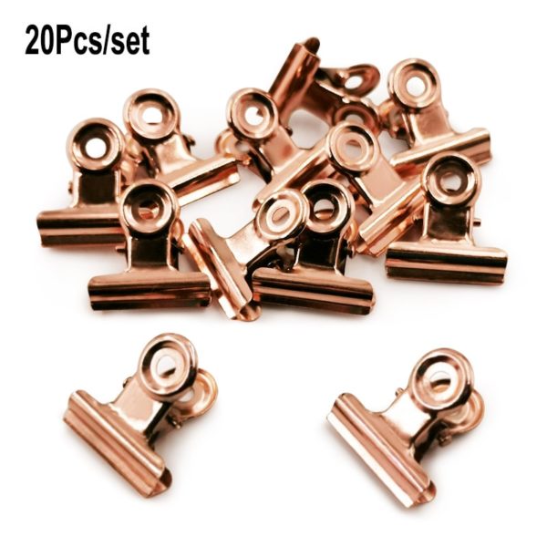 20PCS/Set 21mm*23mm Round Metal Grip Clips Ticket Paper Stationery Bulldog Spring Clip For Tags Bags Office Document Binder Clip