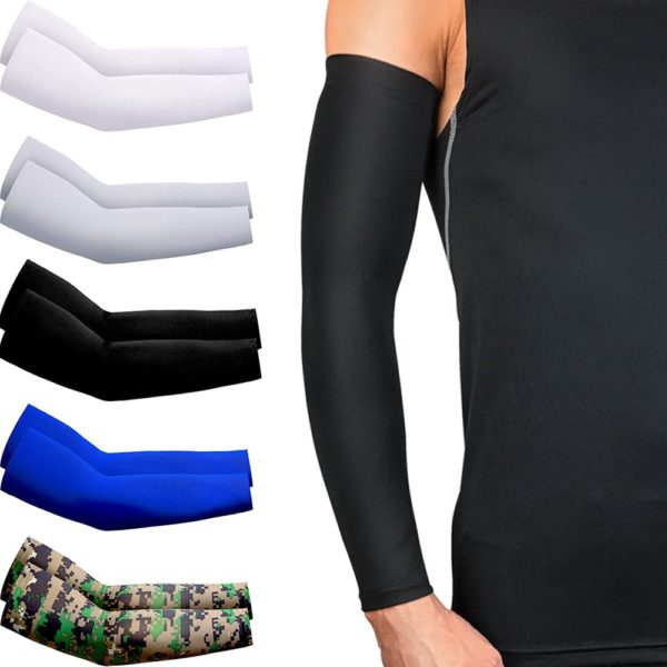 2Pcs Unisex Cooling Arm Sleeves Cover Sports Running UV Sun Protection Outdoor Men Fishing Cycling Sleeves for Hide Tattoos 1