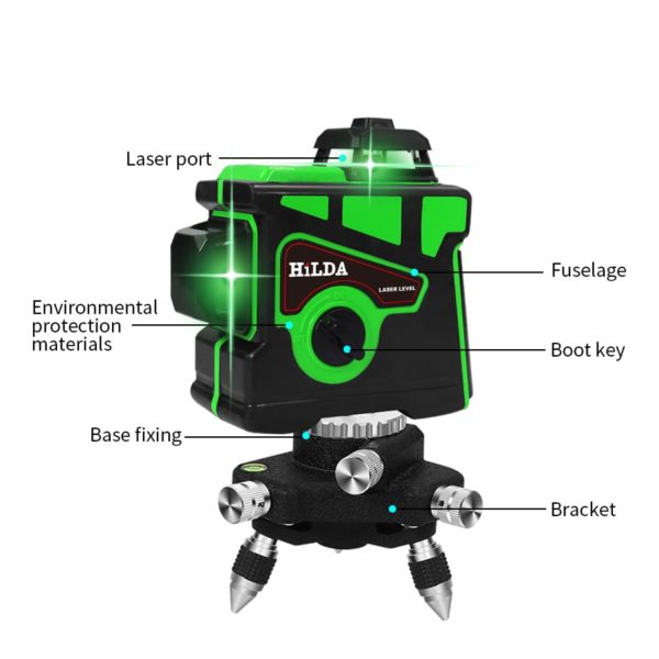 Laser Level 12 Lines 3D Self-Leveling 360 Horizontal And Vertical Cross Super Powerful Green Laser Beam Line 3