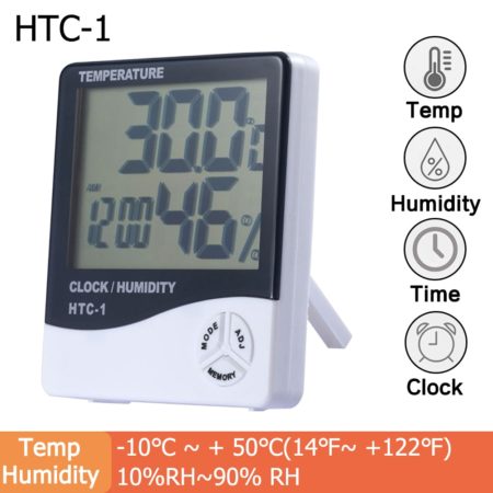 LCD Electronic Digital Temperature Humidity Meter Thermometer Hygrometer Indoor Outdoor Weather Station Clock HTC-1 HTC-2